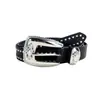 Novo cinto preto retro com rebites feminino transfronteiriço personalidade feminina hip hop punk fivela de pino unissex
