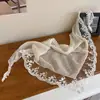 Lenço de cabeça de renda estilo rústico para mulheres, lenço triangular de proteção solar de verão, faixa de cabeça para fotos na praia, tiara de alta qualidade, lenço de seda