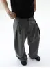 Pantalones de tres dimensiones con silueta A, doble capa plisada, corte a cuchillo, ajuste holgado para ir al trabajo, ajuste limpio, pantalones largos casuales de primavera y otoño al por mayor