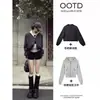 Chaqueta gris sin hombros estilo Chanel para mujer, chaqueta corta de béisbol de otoño, conjunto delgado de principios de otoño estilo coreano, conjunto completo