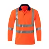 Camisa Polo Europeia Transfronteiriça de Manga Longa e Curta com Listra Refletiva, Feita Sob Medida para Saneamento ao Ar Livre, Construção de Estradas e Vestuário de Segurança