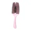 Cepillo de pala para cabello rizado esponjoso, Cepillo de cerdas de jabalí para alisar el cabello, Peine hueco con forma de concha, Cepillo de cerdas de paja de trigo, Peine de peluquería para el hogar