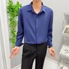 Camisa negra de manga larga para hombre, estilo Hong Kong, estilo japonés, para primavera y otoño, camisa informal de negocios de color sólido de alta calidad.