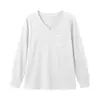 Bestseller Transfronteiriço Europeu e Americano Roupas Femininas Amazon Bolso Patch Cor Sólida Gola V Manga Longa Top Solto Casual Tricô Camiseta