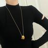 Collar colgante ovalado de lujo de nicho, personalizado, de acero y titanio, para mujer, largo, de alta gama, nuevo estilo, cadena de lana sin color.