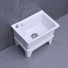 Fregadero de cerámica para trapeador Balcón Fregadero para trapeador Cuadrado grande Trapeador largo para lavar Cubeta ancha para trapeador Drenaje automático de agua controlado por mesa