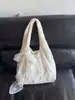 Bolsa de Lona con Flor de Encaje Pequeña Fresca Estilo Coreano para Mujer 2025 Nueva Bolsa Tote Grande de Hombro Bolsa para el Trabajo y la Axila