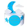 Azúcar Bizcocho Azul Amarillo Rosa Luna Estrellas Nubes Tarjeta de Pastel Feliz Cumpleaños Decoración de Mesa de Postres