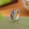 Yuhong Rojo Nuevo Sur Retro Viejo Nuevo Chino Patrón de Hierba Tang Cara de Huevo Anillo Estilo Nacional Anillo Abierto Salida de Fábrica