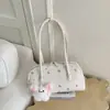 Bolsa de Ombro com Estampa de Nicho Transfronteiriça para o Dia a Dia, Bolsa de Ombro Color-Blocking Fresca e Doce, Bolsa de Mão Estilosa de Grande Capacidade, Bolsa Baguette