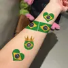 Tatuagem Adesiva Colorida Copa do Mundo do Catar Transfronteiriça à Prova d'Água e Duradoura Seleção Brasileira Time do Brasil Jogo de Futebol Evento Esportivo