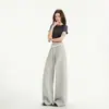 25 años primavera y verano nuevo diseño de encaje de color contrastante cintura elástica caída deportes casuales ligeramente holgados de campana pantalones para mujer