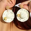 Joyería de Estilo Europeo y Americano, Pendientes de Girasol de Rafia Hechos a Mano, Pendientes Grandes Exagerados de Flor, Joyería de Estilo Festivo al por Mayor