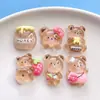 Acessórios fofos de resina de urso marrom transparente diy joias de gel de creme grampo de cabelo capa de celular adesivo para carro elétrico