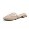 Muito Fada Pérola Malha Respirável 2020 Verão Novo Muller Sapatos Chinelos de Desgaste Externo Tamanho Feminino Tamanho Traseiro Sandálias Vazias