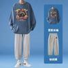Primavera e Outono estilo chinês marca de moda retrô Tiger head homens solto plus size top moda gordo T-shirt terno manga comprida