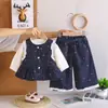 Conjunto de Ropa de Otoño para Niñas 2026 Nuevo Elegante Primavera/Otoño Infantil Moda Bebé Niña Estilo Pequeña Coco Chaleco Conjunto de Tres Piezas