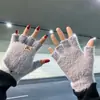 Guantes de Invierno Cálidos para Mujer con Forro de Felpa, Engrosados para Protección contra el Frío, Lindos Guantes de Punto para Ciclismo Estudiante de Invierno con Puntas de Dedo Abatibles