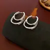 Brincos de Cruz de Zircônia de Agulha Prateada de Camada Dupla Brincos Minimalistas de Luxo Leve Exquisitos Estilo Nicho Alto Padrão Versáteis Venda por Atacado
