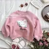 Sudadera de felpa con estampado de dibujos animados para niñas, un nuevo y elegante top de otoño/invierno para bebés
