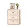 Mesa de noche de madera maciza color crema, nueva, de cuero, lujo ligero, simple, para mesita de noche, hogar, dormitorio moderno, pequeño almacenamiento, gabinete de mesita de noche