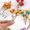 Flor de simulação 3 galhos rosa pequena flor de seda diy grinalda feita à mão broche flor de cabeça material flor de casamento decoração de parede de flores atacado