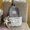 Mochila Estilo Coreano com Estampa Doce para Alunos do Ensino Fundamental II e Médio, Mochila em Camadas com Design Delicado de Renda