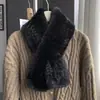 Bufanda de Piel de Conejo Versátil de Peluche Estilo Coreano Otoño/Invierno Temperamento Nueva Doble Cara Engrosada Cálida Cuello de Piel Sintética Bufanda Peluda