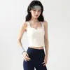Camiseta larga de yoga tipo piel, amigable con la piel, con tirantes anchos, a prueba de impactos, forro de malla de soporte, transpirable y que absorbe la humedad, sujetador deportivo