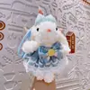 Celebridad de Internet Dibujo Animado Peluche Vestido de Princesa Conejo de Orejas Largas Llavero Conejo Disfrazado Lindo Colgante para Bolso Pequeño Regalo