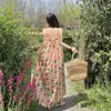 Ropa de Viaje Tailandia Xishuangbanna Vacaciones en la Costa Estilo Bohemio Étnico Estampado Vestido Holgado de Tirantes