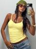 Ropa de Mujer Transfronteriza Europea y Americana 2025 Verano Nueva Moda Cuello en V Básico Color Puro Slim Tirantes Chaleco Sin Espalda