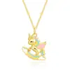 Transmisión en Vivo de Tiktok Más Vendido Colgante Grueso Esmaltado Dorado V Unicornio Collar para Mujeres, Signo del Zodiaco, Hazte Rico Pronto, Cadena para Clavícula