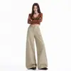 Jeans casuales de pierna ancha de alta gama, color naranja liso, para jóvenes y mujeres, corte holgado, adelgazantes, favorecedores, versátiles, de pierna recta