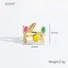 Anillo de Acero Inoxidable Europeo y Americano con Oro de 18K Personalizado Tendencia Estilo Ins Anillo Pulsera de Girasol Margarita Abierto con Goteo de Aceite
