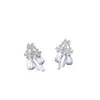 Cinta Azul Hielo~Aretes de Clip para Orejas con Lazo Retro Francés Sin Agujeros en las Orejas, Diseño de Nicho, Aretes de Alta Gama y Elegantes