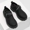 Zapatos Derby Estilo Británico Negro para Hombre Otoño Ropa de Trabajo Deportivos Casuales Suela Gruesa Otoño e Invierno Más Fáciles de Combinar Zapatos 53211-J