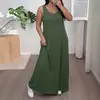 Vestido Casual de Verano 2026 Nuevo Amazon Tik Tok Comercio Transfronterizo Europeo y Americano Color Sólido Sin Mangas Talla Grande