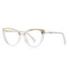 TR90 nuevos lentes anti luz azul 2221 tendencia transfronteriza ojo de gato espejo plano comercio exterior montura óptica de resorte para mujer en stock