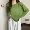Talla Grande Gordo mm Verano Estilo Coreano Versátil Blusa Delgada Mujer Seda de Hielo Manga Larga Protección Solar Holgado Estilo Perezoso Camiseta Top