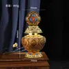 Oito símbolos auspiciosos estilo Xizang, vaso de tesouro Mani em liga metálica esculpida tridimensionalmente, adequado para armazenar relíquias, altar budista doméstico, suprimentos budistas e ornamentos decorativos.