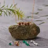 Brincos coreanos brilhantes S925 prata de lei pérola natural ágata verde cor granada brincos tesouro corrente atacado ao vivo