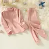 Pijama Masculino, Conjunto de Roupa Íntima Térmica, Roupas de Outono e Calças Compridas para Meninas, Blusas Térmicas de Algodão com Gola Meia-Alta para Crianças de Inverno