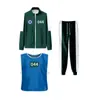 Ropa Deportiva para Niños Otoño Cuello Alto Cremallera Sudadera Verde Oscuro Conjunto de Tres Piezas X-O Chaleco Nuevo