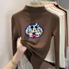 Y2144# Camiseta de base para meninos e meninas gola alta outono e inverno infantil desenho animado interior bebê manga longa veludo roupas de outono vestuário infantil