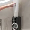 Exprimidor de Pasta de Dientes de Lujo Plateado, Estante de Pared para Cepillos de Dientes sin Perforaciones, Exprimidor para el Hogar