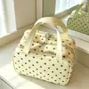 Bolsa de Maquiagem de Mão Feminina Bolinhas Verde Menta Três Camadas Divididas Portátil Grande Capacidade Bolsa de Armazenamento de Cosméticos Bolsa de Higiene Pessoal para Viagem