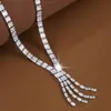 Conjunto de Collar y Aretes con Borlas de Pedrería Estilo Europeo y Americano de Venta Caliente Transfronteriza, Accesorios de Vestido de Lujo de Alta Gama con Pedrería