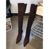 Botas Altas Reversibles de Punta Aguda con Tacón Alto para Mujer, Nuevo Modelo 2026, Tacón de Aguja de Gamuza, Cierre Lateral, Botas Ceñidas por Encima de la Rodilla