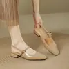 Sandalias Mary Jane Retro de Punta Cuadrada para Mujer, Estilo Veraniego con una Sola Correa, Tacón Grueso, Boca Baja, Tacones Altos de Moda Versátiles, Hechos a Medida